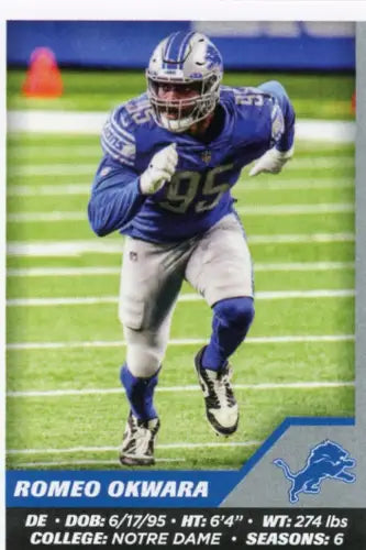 Romeo Okwara Detroit Lions football card from 2021 Panini Stickers #385 in NM-MT condition