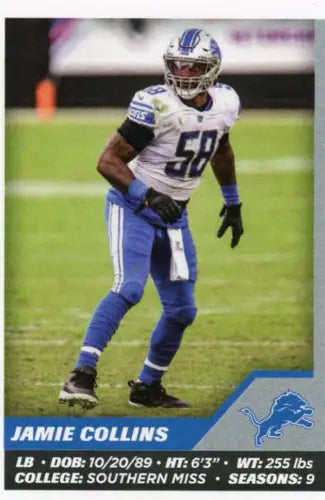 2021 Panini Stickers #387 Jamie Collins Detroit Lions Football Card NM-MT