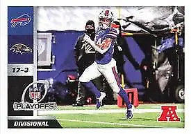 NFL player in Buffalo Bills uniform leaping during AFC Divisional Round, Panini Stickers