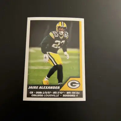 Jaire Alexander 2021 Panini Stickers card from Green Bay Packers NFL collection