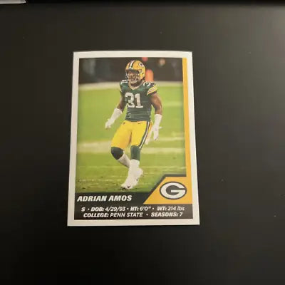 Adrian Amos Green Bay Packers NFL football card from 2021 Panini Stickers collection