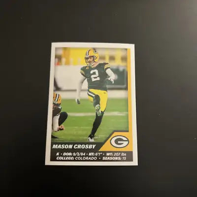 Mason Crosby 2021 Panini Stickers Green Bay Packers NFL Football Card NM-MT