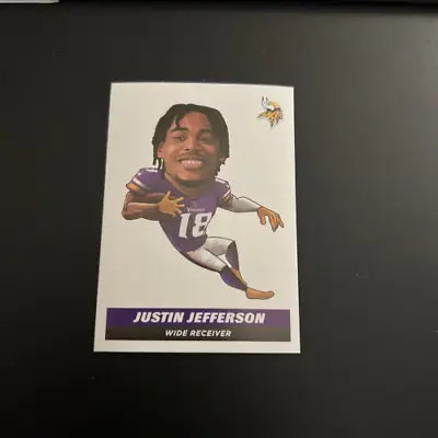 Justin Jefferson Illustrated football card from 2021 Panini Stickers #409 Minnesota Vikings