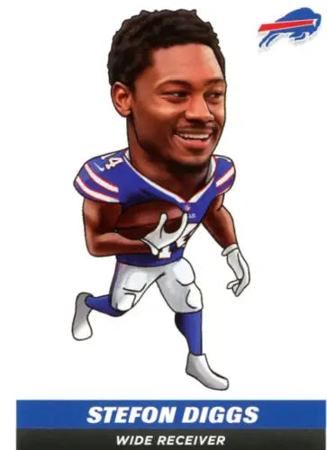 Cartoon illustration of Stefon Diggs in Buffalo Bills uniform from Panini Stickers