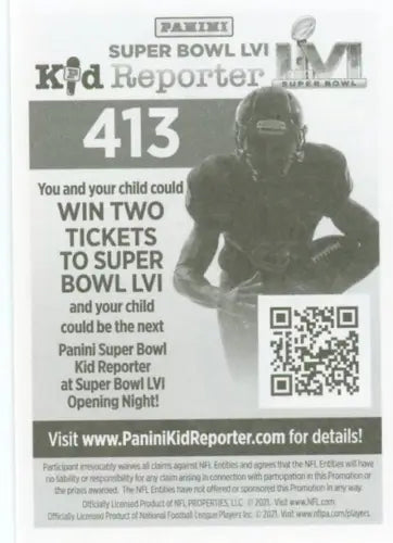 Panini Super Bowl LVI Kid Reporter advertisement on 2021 Dalvin Cook Minnesota Vikings Sticker