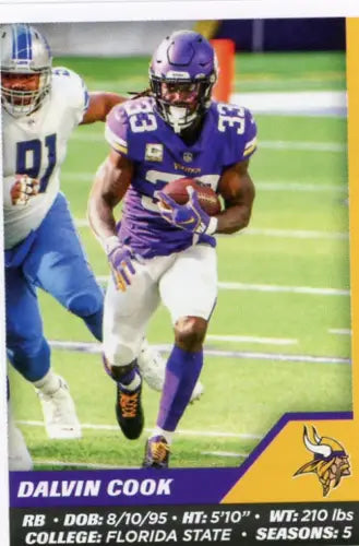 Dalvin Cook Minnesota Vikings Football Card from 2021 Panini Stickers collection