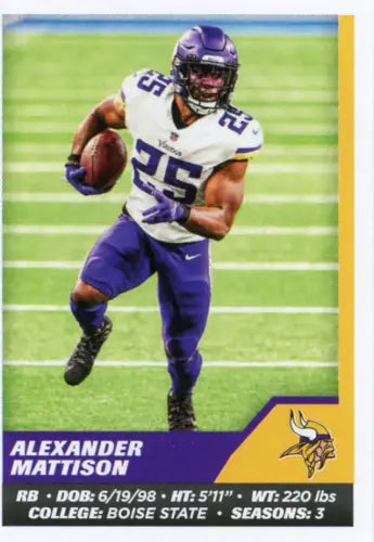 2021 Panini Stickers #414 Alexander Mattison Minnesota Vikings Football Card NM-MT