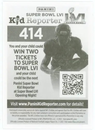 Panini Super Bowl LVI Kid Reporter ad featuring Alexander Mattison Minnesota Vikings sticker