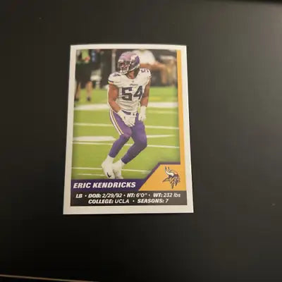 Eric Kendricks Minnesota Vikings Football Card from 2021 Panini Stickers #418