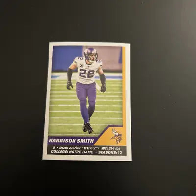 Harrison Smith Minnesota Vikings football card from 2021 Panini Stickers series