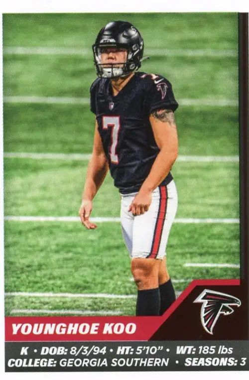 Football player in Atlanta Falcons uniform, Younghoe Koo, from Panini Stickers collection