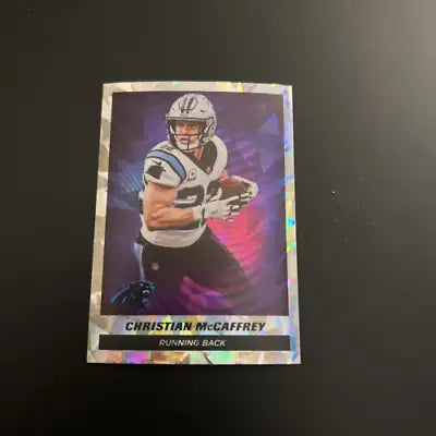 Christian McCaffrey football card from 2021 Panini Stickers STAR FOIL series