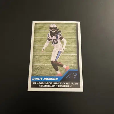 Donte Jackson football card from 2021 Panini Stickers, Carolina Panthers NFL collectible