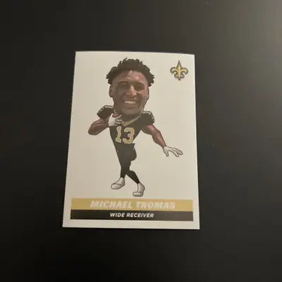 Michael Thomas caricature trading card from 2021 Panini Stickers New Orleans Saints