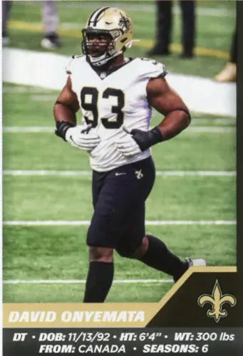 David Onyemata 2021 Panini Stickers New Orleans Saints NFL Football Card