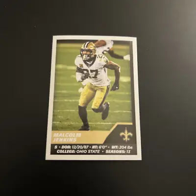 Malcolm Jenkins 2021 Panini Stickers card featuring New Orleans Saints NFL star