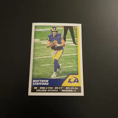 2021 Panini Stickers #507 Matthew Stafford Los Angeles Rams football trading card