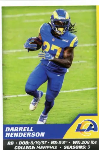 Darrell Henderson football card from 2021 Panini Stickers for Los Angeles Rams collectors