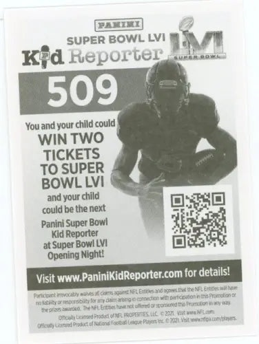 Panini Super Bowl LVI Kid Reporter ad featuring 2021 Panini Stickers Darrell Henderson Los Angeles Rams