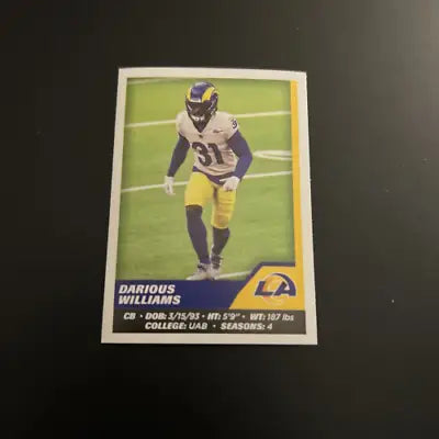 Darious Williams Los Angeles Rams football card from 2021 Panini Stickers #517