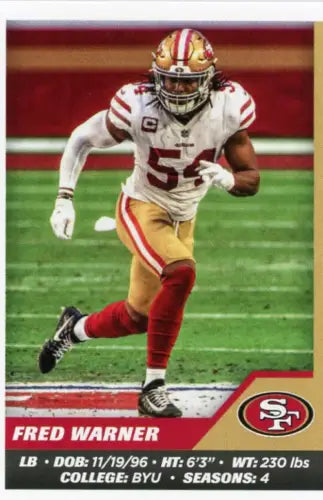 Fred Warner football card from 2021 Panini Stickers #532 San Francisco 49ers NFL