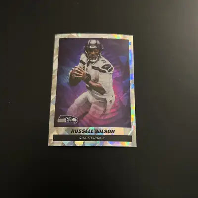 Russell Wilson Star Foil football card from 2021 Panini Stickers Seattle Seahawks