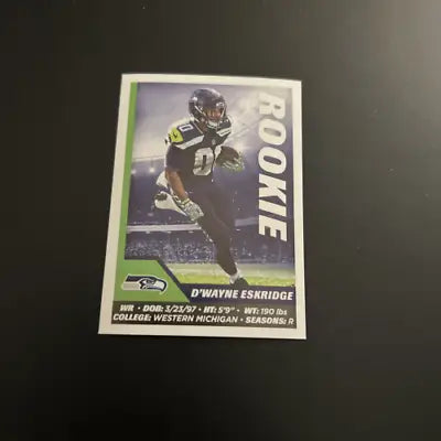 D’Wayne Eskridge rookie football card from Panini Stickers, Seattle Seahawks NFL collectible