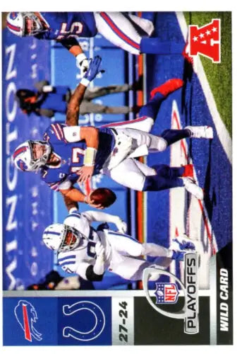 NFL action featuring Bills and Colts in 2021 Panini Stickers AFC Wild Card Round