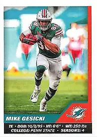 Action shot of Mike Gesicki from the Miami Dolphins in 2021 Panini Stickers