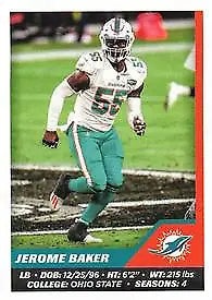 2021 Panini Stickers Jerome Baker Miami Dolphins NFL Football Card NM-MT