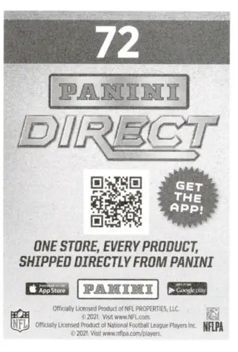 Panini Direct advertisement for 2021 Panini Stickers #72 Damien Harris Star Foil card