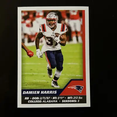 Damien Harris 2021 Panini Stickers #77 New England Patriots NFL Football Card