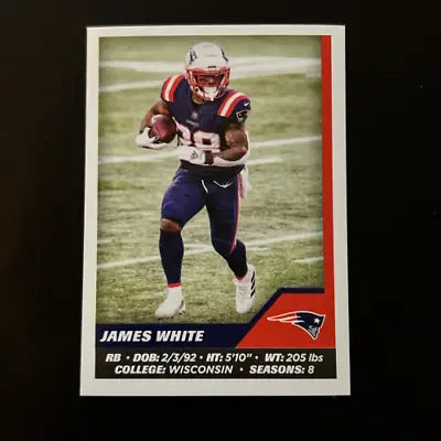 James White New England Patriots football card from 2021 Panini Stickers set