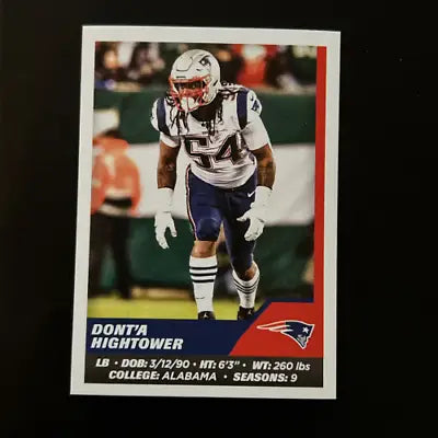 Dont’a Hightower football card from 2021 Panini Stickers for England Patriots fans