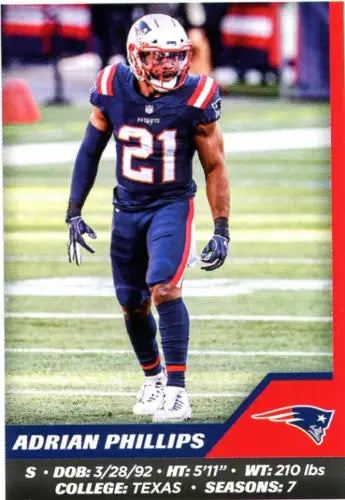 Adrian Phillips 2021 Panini Stickers card for New England Patriots NFL collection