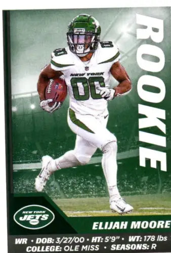 Elijah Moore rookie football card from 2021 Panini Stickers #97 for New York Jets