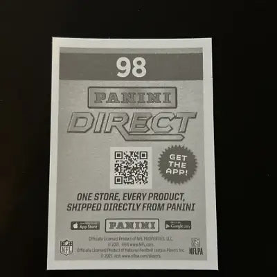 Panini Direct advertisement featuring 2021 Panini Stickers Denzel Mims New York Jets card