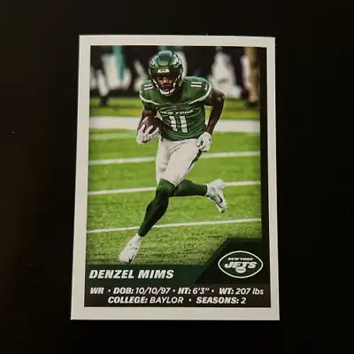 Denzel Mims New York Jets NFL football card from 2021 Panini Stickers set