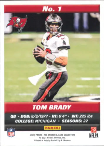 Tom Brady Panini Stickers Cards #1 from 2021 Tampa Bay Buccaneers NFL collection