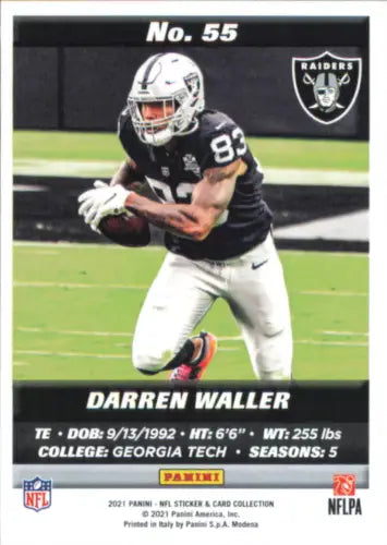 Darren Waller football card from 2021 Panini Stickers Cards #55 Las Vegas Raiders