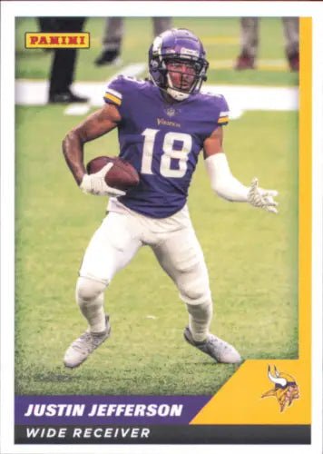 Justin Jefferson Minnesota Vikings football card from 2021 Panini Stickers Cards collection