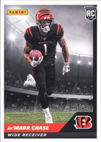 Ja’Marr Chase rookie card from 2021 Panini Stickers Cards featuring Cincinnati Bengals