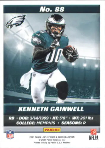 Kenneth Gainwell football card from 2021 Panini Stickers Cards #88 Rookie Philadelphia Eagles