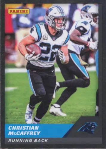 Christian McCaffrey football card from 2021 Panini Stickers Cards Silver collection