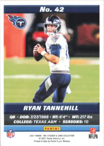 Ryan Tannehill football card from 2021 Panini Stickers Cards Silver collection