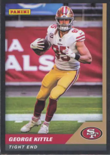 Football player in San Francisco 49ers uniform carrying football on Panini Stickers Cards