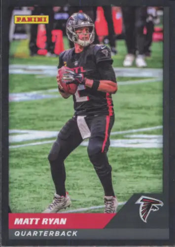 Football trading card of Matt Ryan in black uniform for Panini Stickers Cards Silver