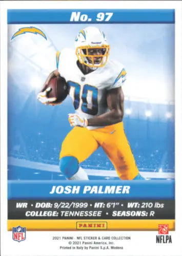 Josh Palmer football card featured in 2021 Panini Stickers Cards Silver collection