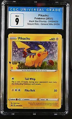 Graded Pokémon Pikachu card SWSH039 CGC 9 from Black Star Promos Sword & Shield