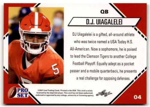 D.J. Uiagalelei football card from 2021 Pro Set College featuring original gloss design